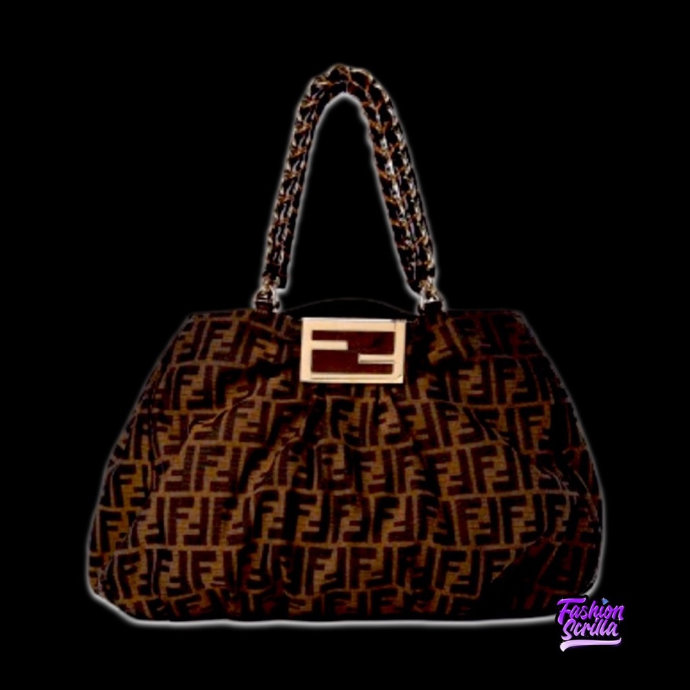 Fendi XL Canvas Zucca Print Mia Shoulder Bag Tobacco - Picture 13 of 13